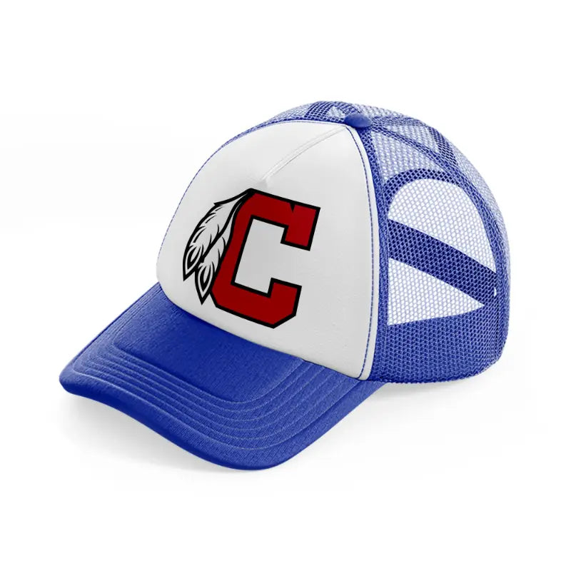 cleveland indians letter-blue-and-white-trucker-hat