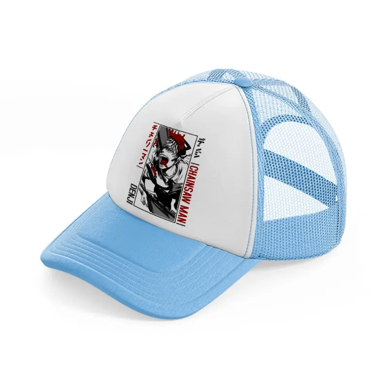 denji chainsawman-sky-blue-trucker-hat