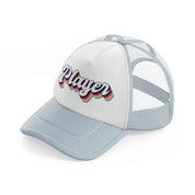 player grey trucker hat