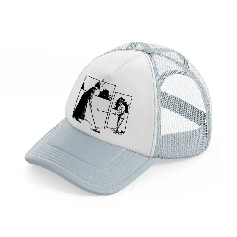 golfer b&w.-grey-trucker-hat