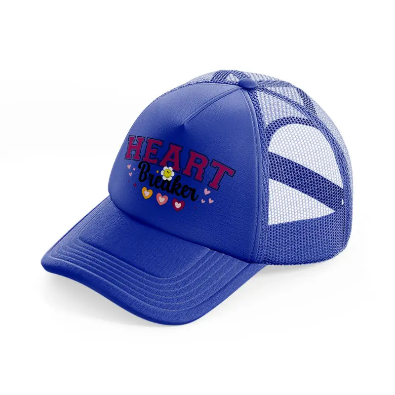 heart breaker black blue trucker hat