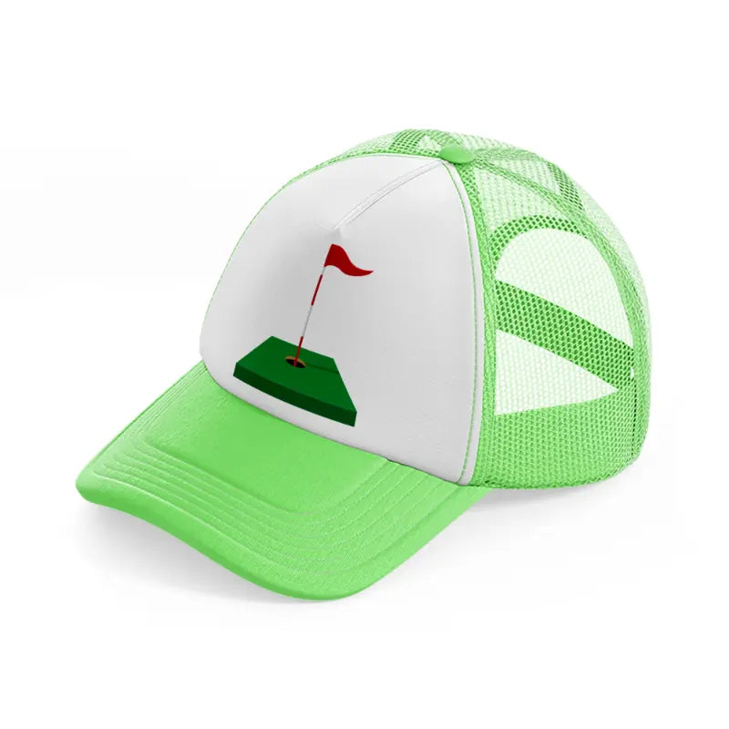 red flag cartoon-lime-green-trucker-hat