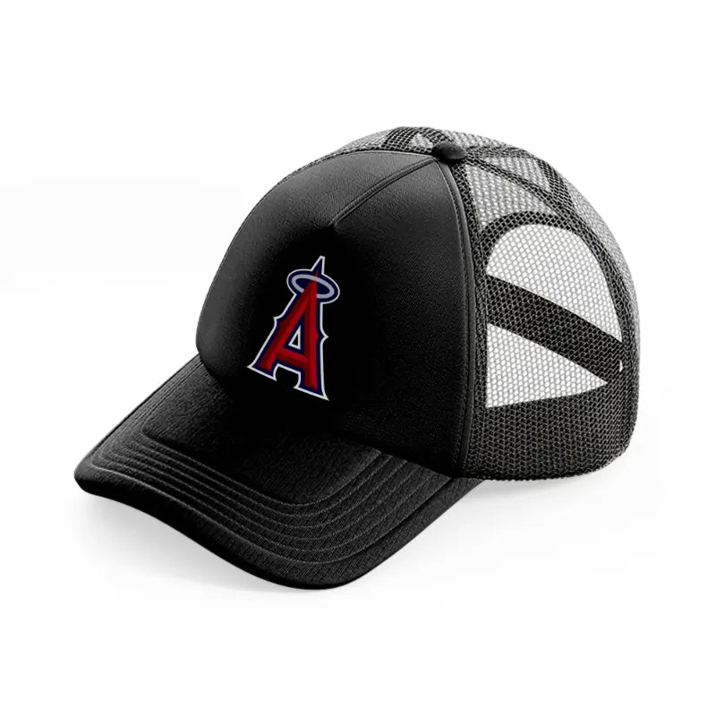 los angeles angels emblem-black-trucker-hat