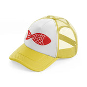 fish red yellow trucker hat