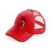 goku character red trucker hat