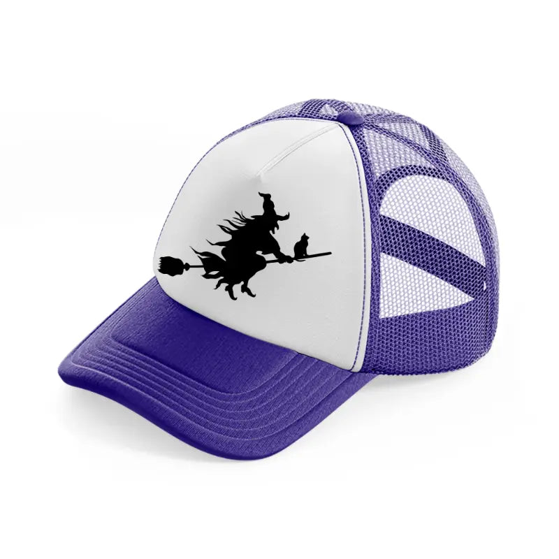 flying witch purple trucker hat