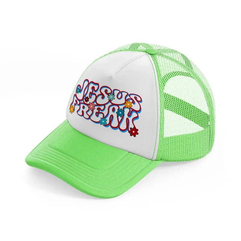 omjesusfreak lime green trucker hat