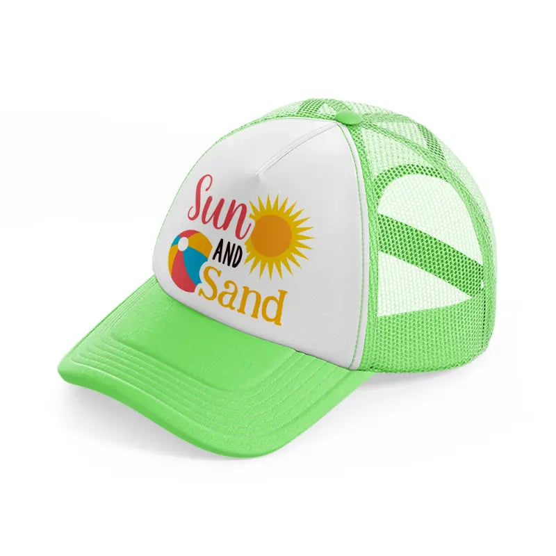 sun and sand lime green trucker hat