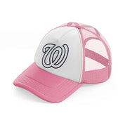 washington nationals white emblem-pink-and-white-trucker-hat