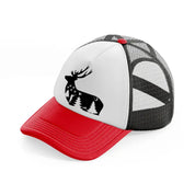 hunting symbol red and black trucker hat