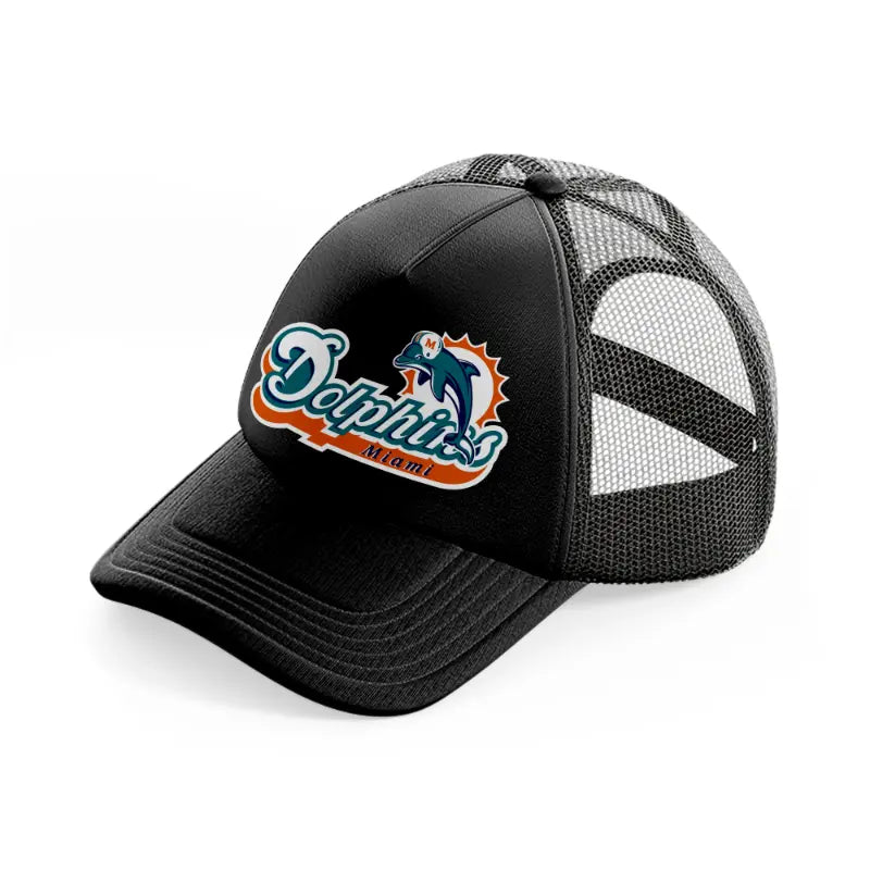 miami dolphins logo-black-trucker-hat