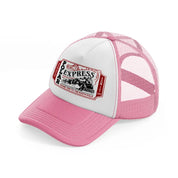 polar express round trip to the north pole color-pink-and-white-trucker-hat