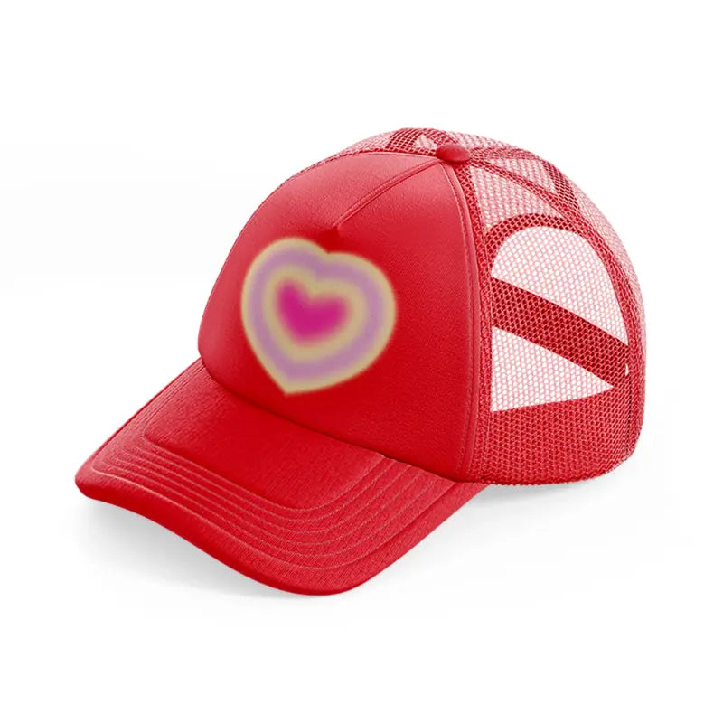 hazy pink heart red trucker hat