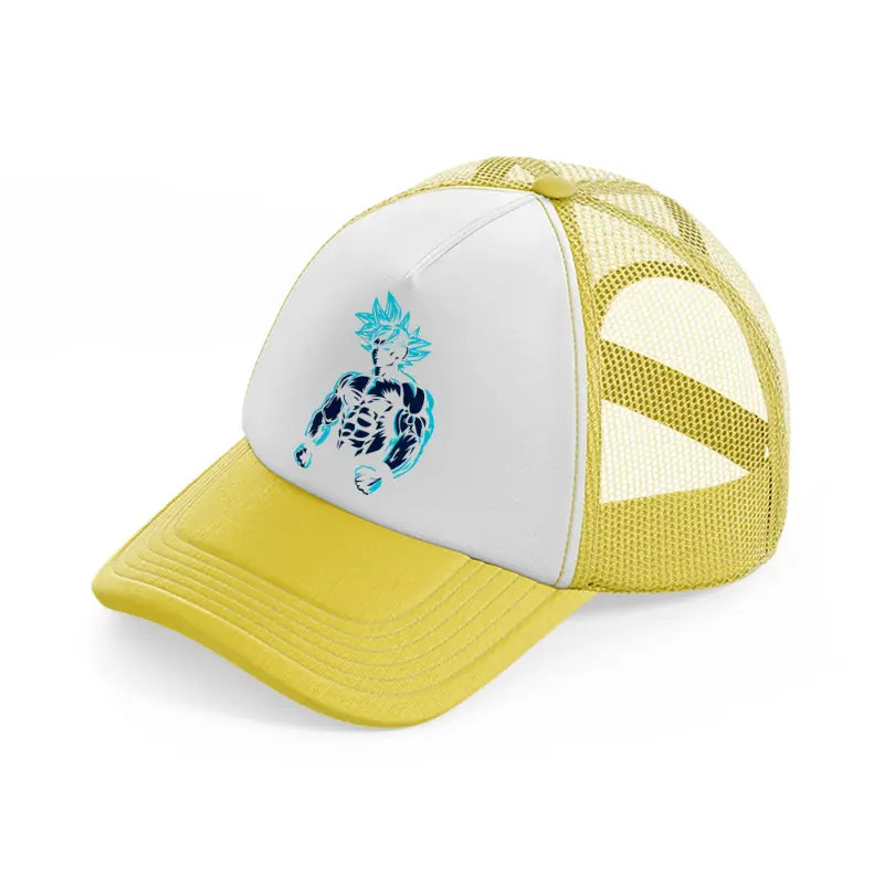 super saiyan blue-yellow-trucker-hat