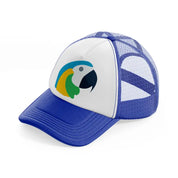 parrot (1) blue and white trucker hat