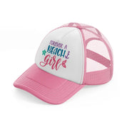 forever a beach girl pink and white trucker hat