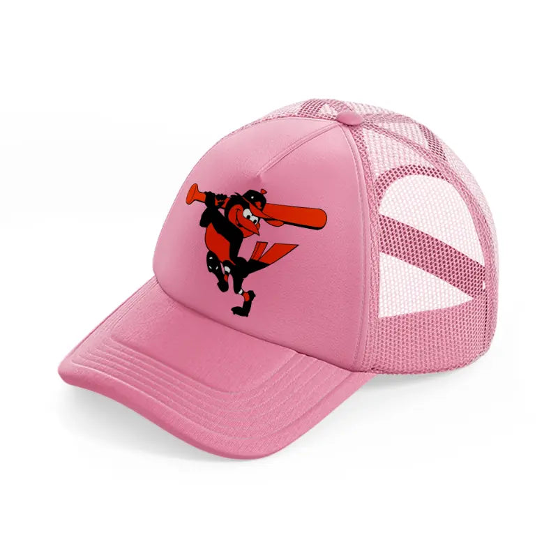 baltimore orioles cartoon-pink-trucker-hat