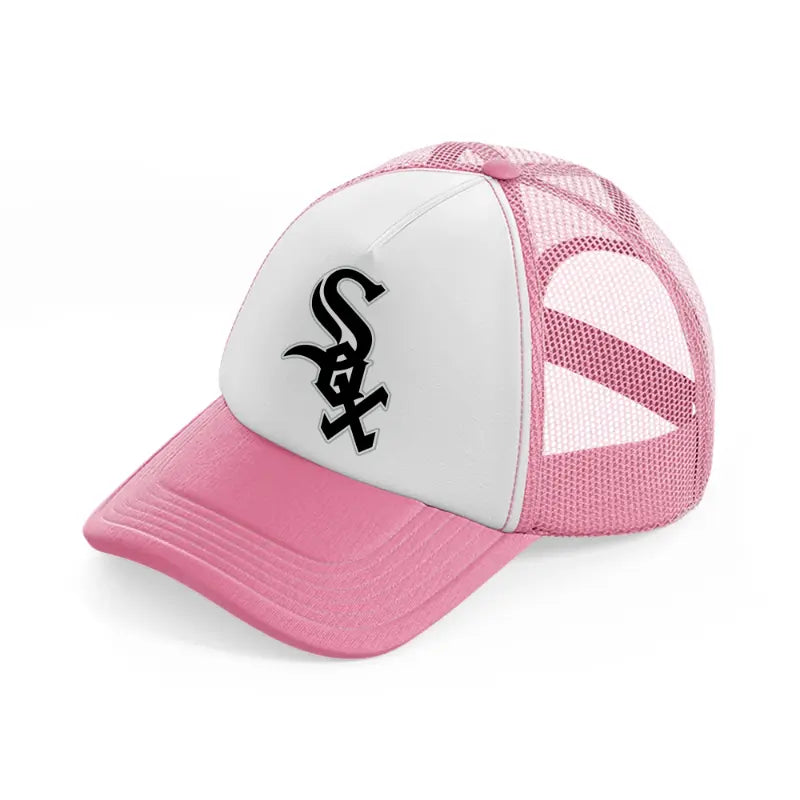 chicago white sox emblem-pink-and-white-trucker-hat