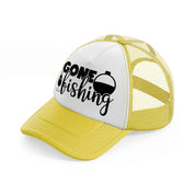 gone fishing transparent yellow trucker hat