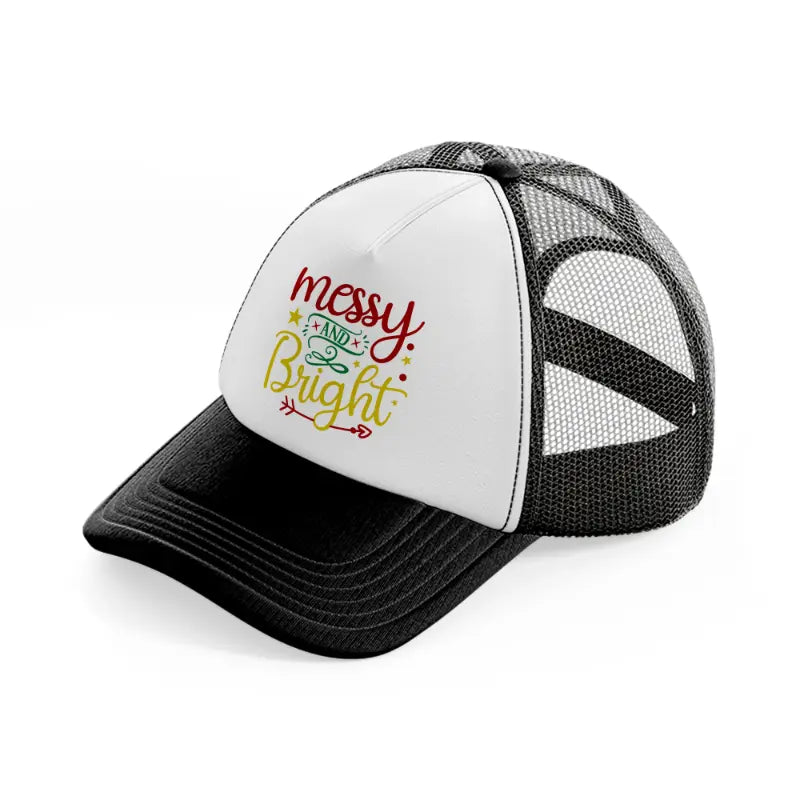 messy and bright-black-and-white-trucker-hat
