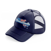 massachusetts flag navy blue trucker hat