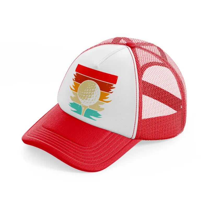 golf ball multicolor-red-and-white-trucker-hat