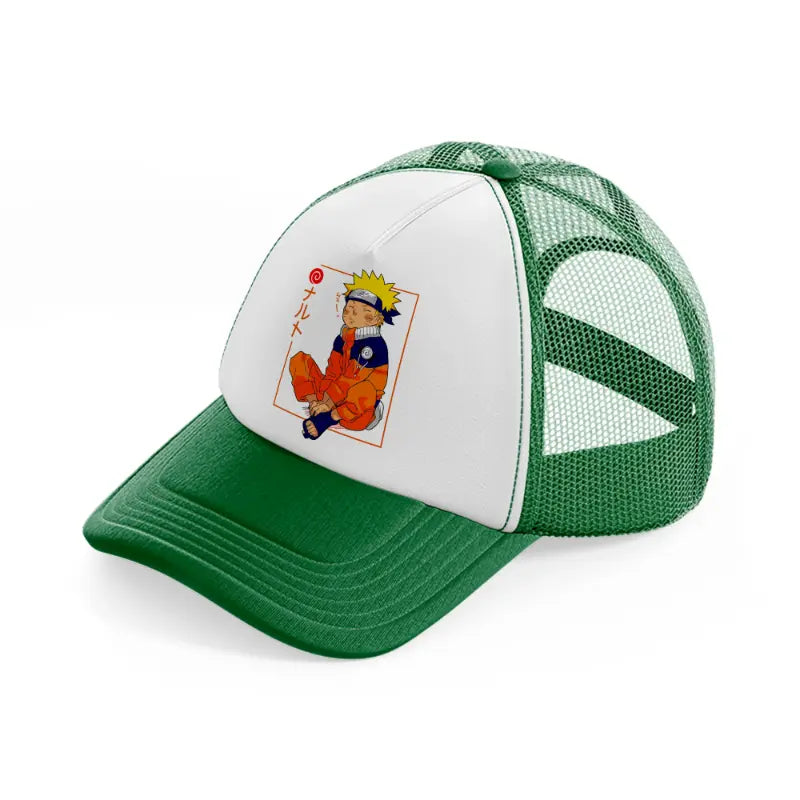 naruto square-green-and-white-trucker-hat