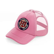 cleveland indians vintage badge-pink-trucker-hat