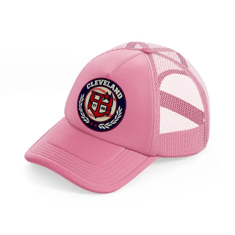cleveland indians vintage badge-pink-trucker-hat