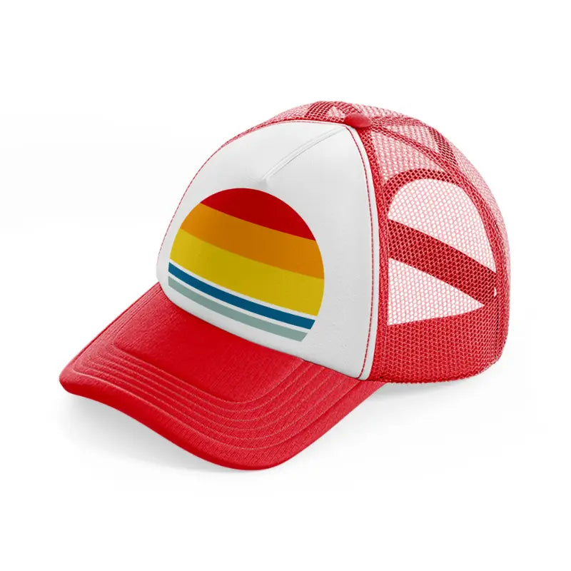 retro sun red and white trucker hat