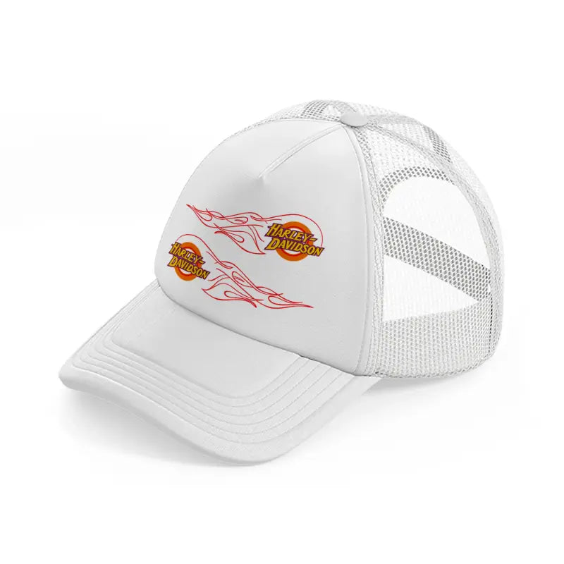 harley-davidson fire wheels-white-trucker-hat