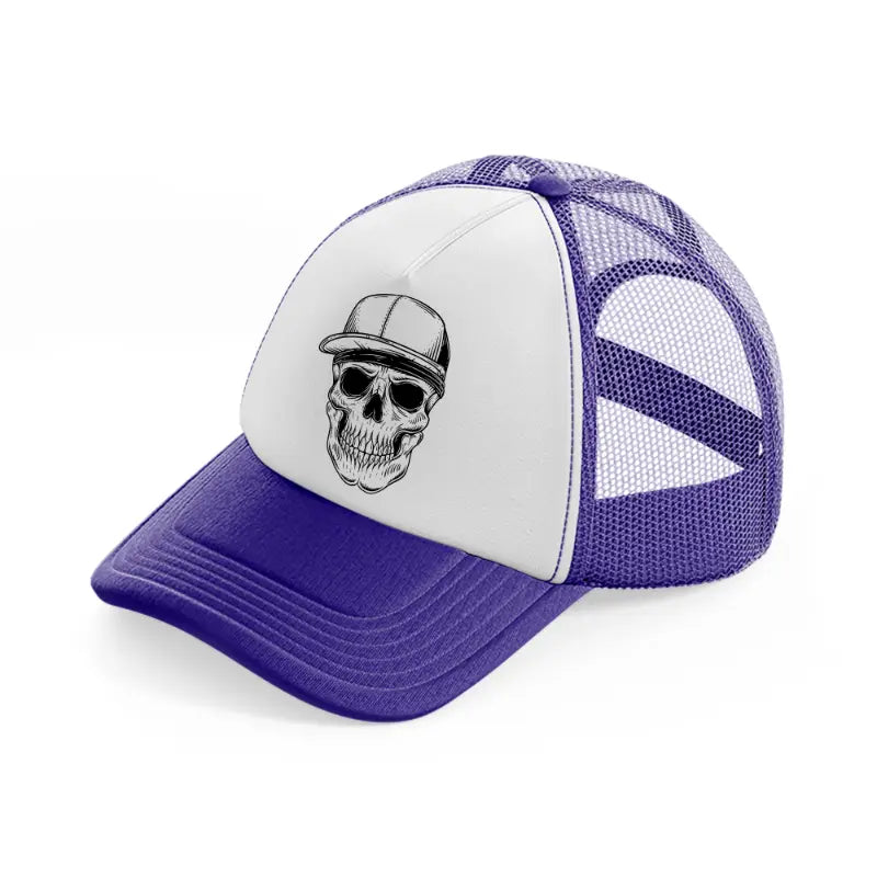skull gangster with cap-purple-trucker-hat