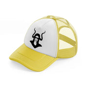 gothic girl with horn-yellow-trucker-hat