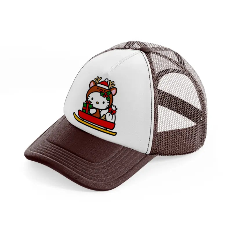 hello kitty raindeer brown trucker hat