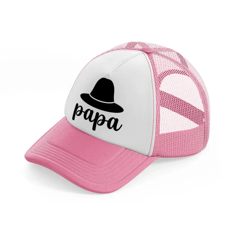 papa hat-pink-and-white-trucker-hat
