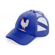 049 rooster blue trucker hat