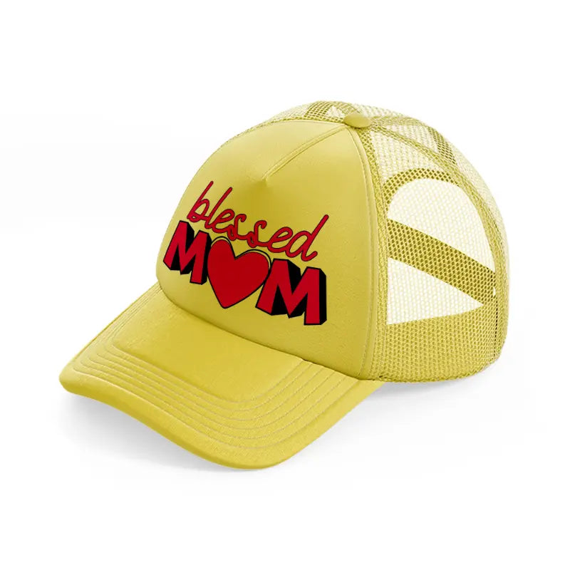 blessed mom-gold-trucker-hat