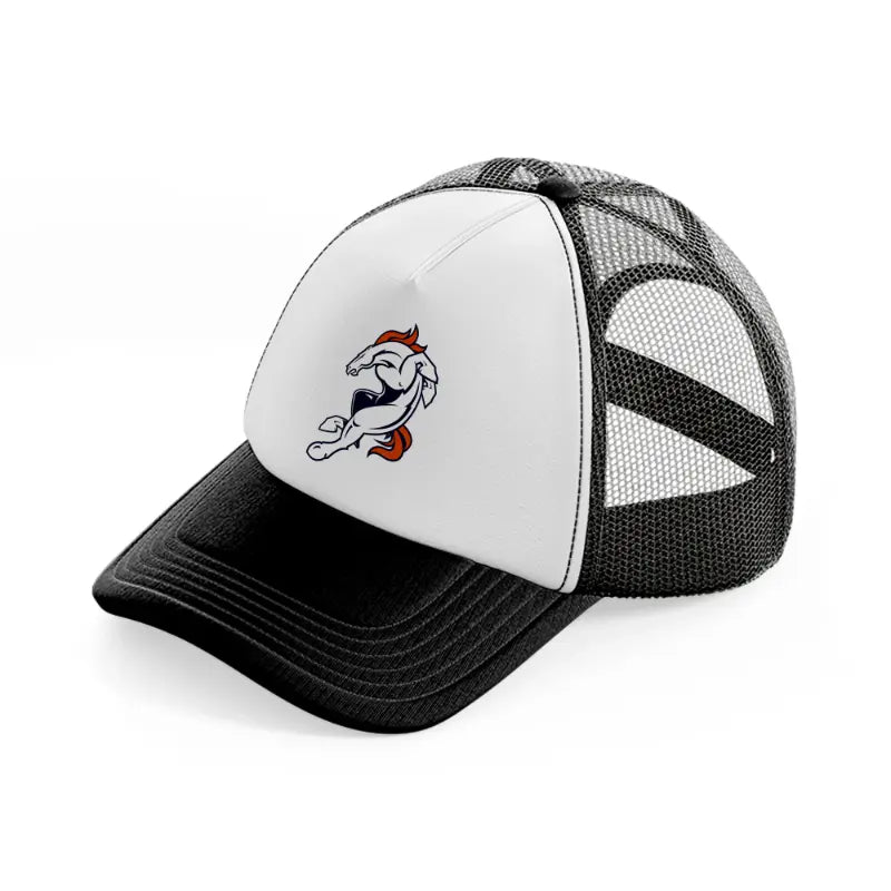 denver broncos full logo-black-and-white-trucker-hat