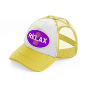 relax yellow trucker hat