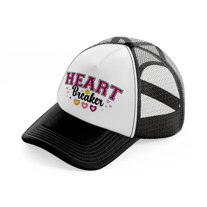 heart breaker black black and white trucker hat