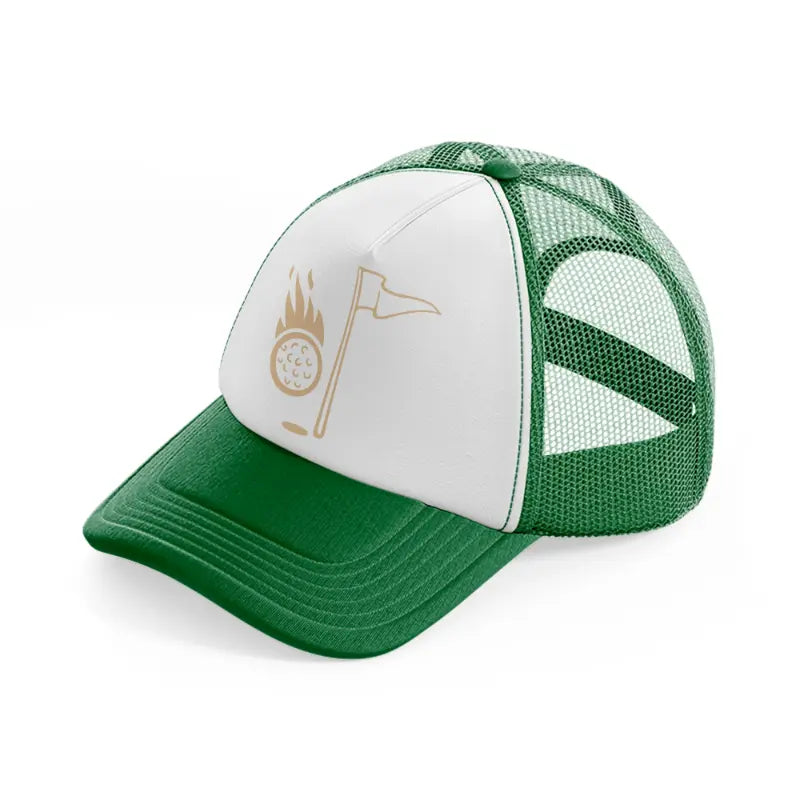 golf ball with flag green and white trucker hat