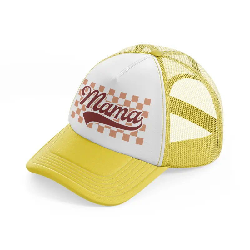 mama ceckerboard pink-yellow-trucker-hat