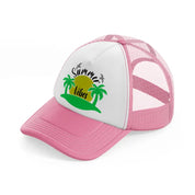 summer vibes lime pink and white trucker hat