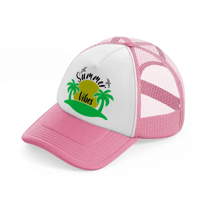 summer vibes lime-pink-and-white-trucker-hat