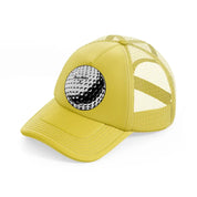 golf ball b&w-gold-trucker-hat