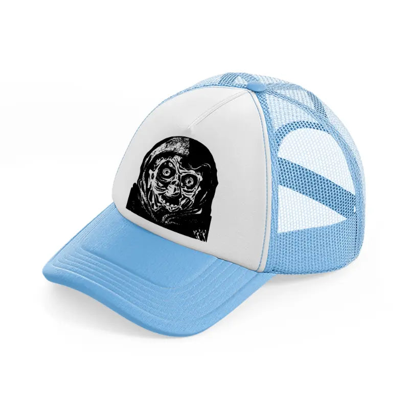 halloween ghost sky blue trucker hat