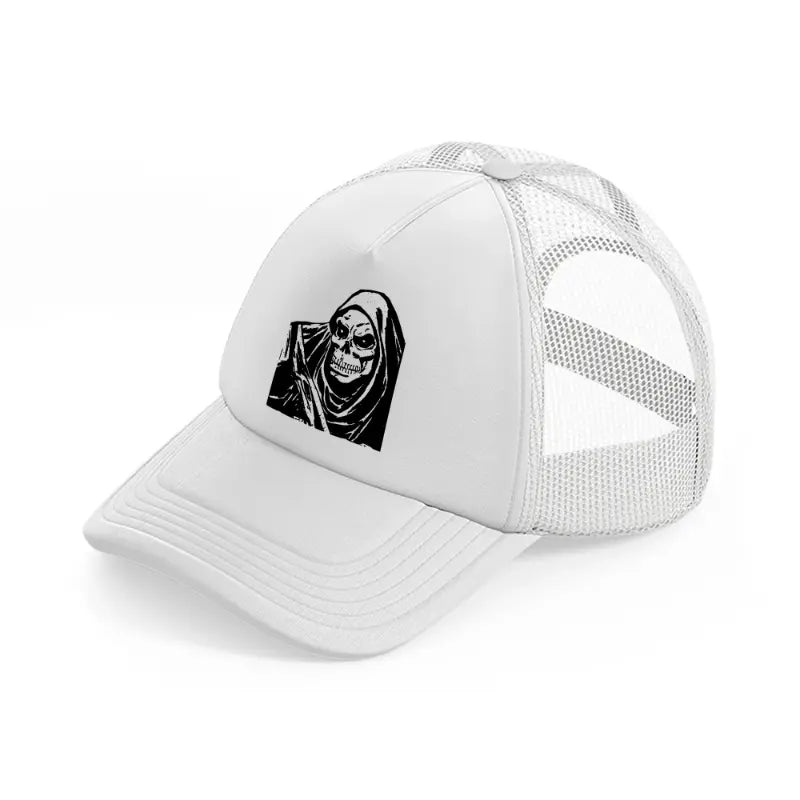 grim reaper white trucker hat