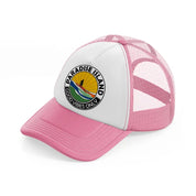 paradise island good vibes only-pink-and-white-trucker-hat