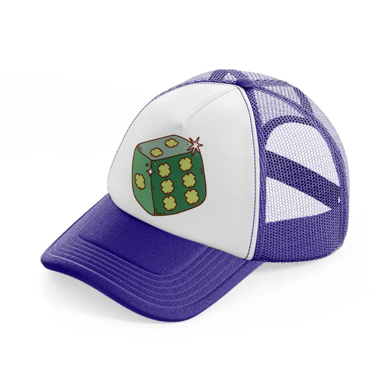 clover dice-purple-trucker-hat