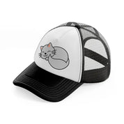 fluffy cat black and white trucker hat